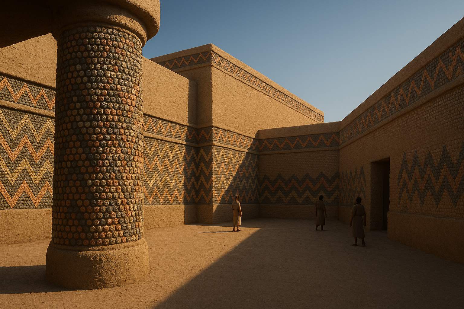 AI reconstruction: Cone-mosaic facade at Uruk - reconstruction